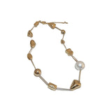 Korean Irregular Geometric Pearl Necklace Charm Chain Choker