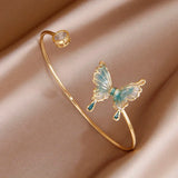 Korea&Japanese Butterfly Charm Bangles Crystal Bracelets