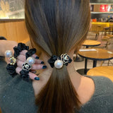 Korea Camellia Pearl Hair Tie Fabric Flower Ponytail Hair Rope