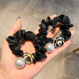 Korea Camellia Pearl Hair Tie Fabric Flower Ponytail Hair Rope