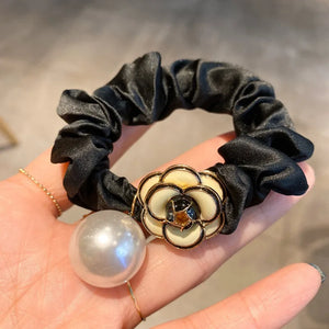 Korea Camellia Pearl Hair Tie Fabric Flower Ponytail Hair Rope