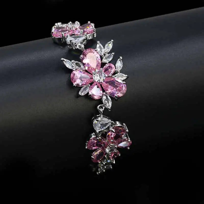 Korea Red Zircon Bridal Wedding Earrings