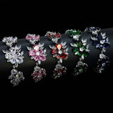 Korea Red Zircon Bridal Wedding Earrings