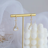Korea Zircon Snowflake Triangle Drop Earrings Women Wedding Bijoux Birthday Gift
