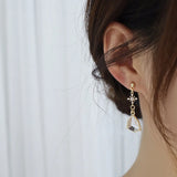 Korea Zircon Snowflake Triangle Drop Earrings Women Wedding Bijoux Birthday Gift