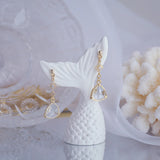 Korea Zircon Snowflake Triangle Drop Earrings Women Wedding Bijoux Birthday Gift