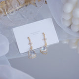 Korea Zircon Snowflake Triangle Drop Earrings Women Wedding Bijoux Birthday Gift