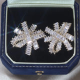 Korea Jewelry 14K Plated Copper Set Zircon Round Earrings Women's Party
