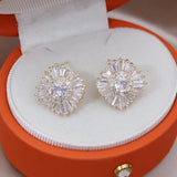 Korea 14K Plated Set Zircon Earrings Women's Work Accessories