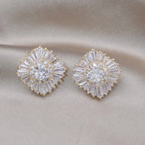 Korea 14K Plated Set Zircon Earrings Women's Work Accessories