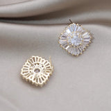 Korea 14K Plated Set Zircon Earrings Women's Work Accessories