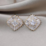 Korea 14K Plated Set Zircon Earrings Women's Work Accessories