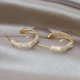 Korea Jewelry 14K Plated Zircon Bamboo Earrings Rings Women's Party Accessories