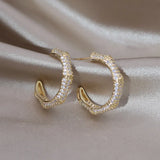 Korea Jewelry 14K Plated Zircon Bamboo Earrings Rings Women's Party Accessories