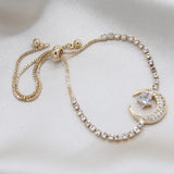 Korea Jewelry 14K Zircon Star Moon Stretch Adjustable Bracelet Girl Gift