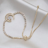 Korea Jewelry 14K Zircon Star Moon Stretch Adjustable Bracelet Girl Gift