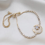 Korea Jewelry 14K Zircon Star Moon Stretch Adjustable Bracelet Girl Gift