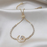 Korea Jewelry 14K Zircon Star Moon Stretch Adjustable Bracelet Girl Gift