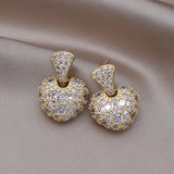 Korea Jewelry Love Pendant Earrings 14K Plating Zircon Women's Party Accessories