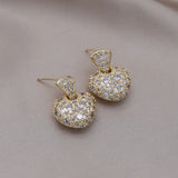 Korea Jewelry Love Pendant Earrings 14K Plating Zircon Women's Party Accessories