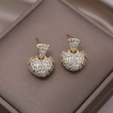 Korea Jewelry Love Pendant Earrings 14K Plating Zircon Women's Party Accessories