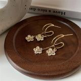 Korea Jewelry 14K Plating Double Flower Crystal Earrings