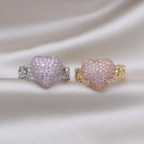 Korea Jewelry 14K Pink Zircon Love Ring Women Party Accessories