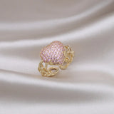 Korea Jewelry 14K Pink Zircon Love Ring Women Party Accessories