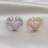 Korea Jewelry 14K Pink Zircon Love Ring Women Party Accessories