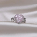 Korea Jewelry 14K Pink Zircon Love Ring Women Party Accessories