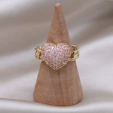 Korea Jewelry 14K Pink Zircon Love Ring Women Party Accessories
