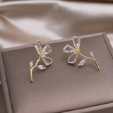 Korea Jewelry 14K Zircon Flower Earrings Women Party Accessories