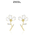 Korea Jewelry 14K Zircon Flower Earrings Women Party Accessories