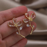 Korea Jewelry 14K Zircon Flower Earrings Women Party Accessories