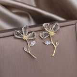 Korea Jewelry 14K Zircon Flower Earrings Women Party Accessories