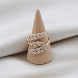 Korea Jewelry 14K Real Electroplating Wheat Leaf Ring Women's Opening Prom Party