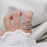 Korea Jewelry 14K Real Electroplating Wheat Leaf Ring Women's Opening Prom Party