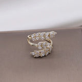 Korea Jewelry 14K Real Electroplating Wheat Leaf Ring Women's Opening Prom Party