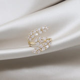 Korea Jewelry 14K Real Electroplating Wheat Leaf Ring Women's Opening Prom Party
