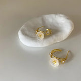 Korea Jewelry 14K Plated Crystal Flower Earrings