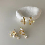 Korea Jewelry 14K Plated Crystal Flower Earrings