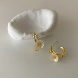 Korea Jewelry 14K Plated Crystal Flower Earrings