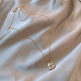 Korea Jewelry 14K Plating Heart Shell Pendant Necklace Women