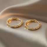 Korea Jewelry 14K Cross Earrings AAA Zircon