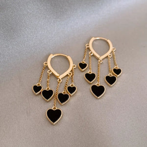 Korea Jewelry Heart Pendant Tassel Earrings Women Prom Party Earrings