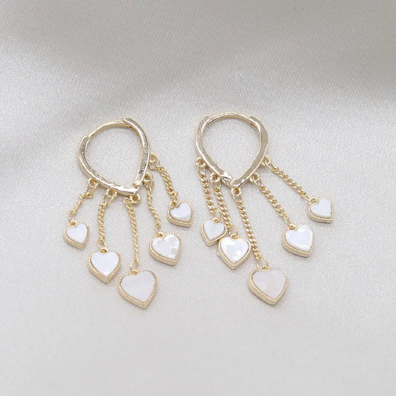 Korea Jewelry Heart Pendant Tassel Earrings Women Prom Party Earrings