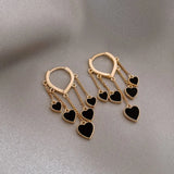Korea Jewelry Heart Pendant Tassel Earrings Women Prom Party Earrings