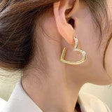 Korea Jewelry Copper Inlaid Zircon 14K Plating Love Earrings