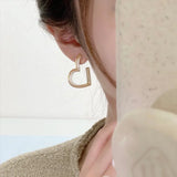 Korea Jewelry Copper Inlaid Zircon 14K Plating Love Earrings
