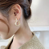 Korea Jewelry Copper Inlaid Zircon 14K Plating Love Earrings